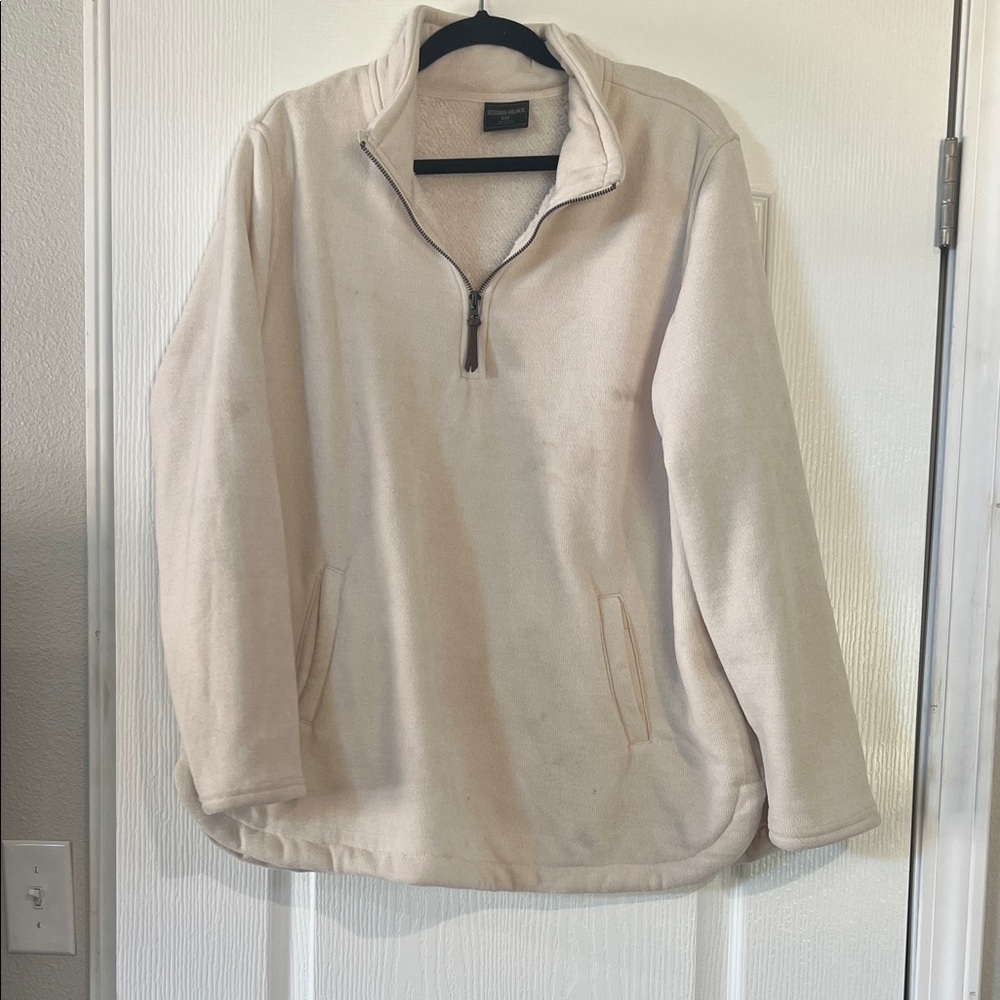 32 Degrees Women's Beige Quarter-Zip Fleece Hoodie